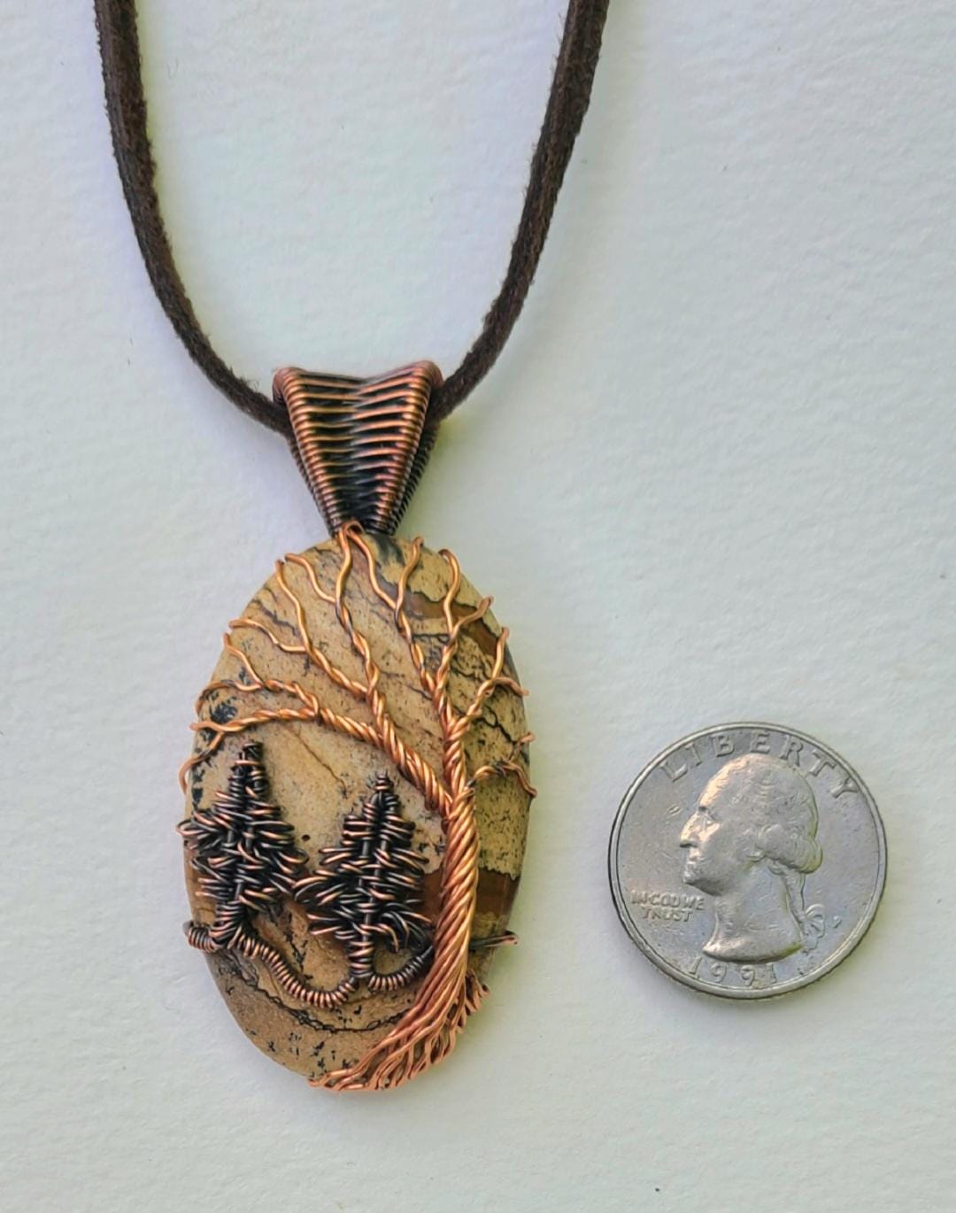Copper Tree Of Life Picture Jasper Necklace