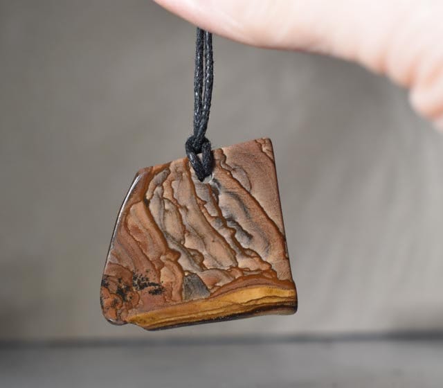 Deschutes Picture Jasper Cabochon Pendant Necklace, Handmade Stone