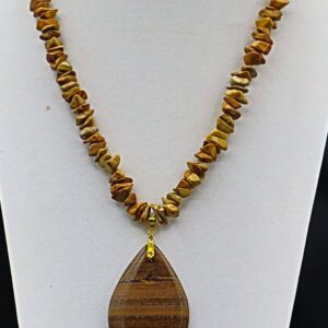 Necklace: Picture jasper large chips with wood jasper pendant.