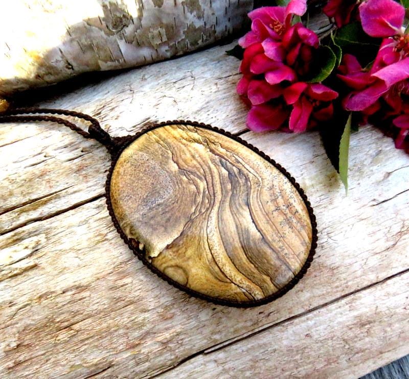 Picture Jasper Macrame Necklace, Biggs Jasper, Queen Anne Jasper, Landscape Jasper, Macrame Necklace, Statement Necklace, For Her, For Him