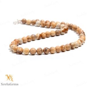 Natural Picture Jasper Necklace, Handmade Earthy Stone Jewelry, Brown Landscape Jasper Choker, 18 Inch Grounding Crystal Gift For Loved Ones