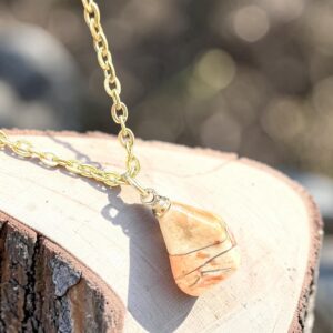 Picture Jasper Necklace, Natural Stone Necklace, Gold Adjustable Necklace, Earth Tone Gemstone Jewelry, Unique Gift for Her