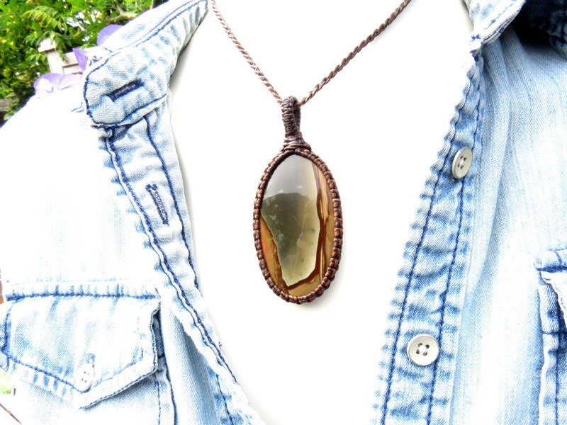 Polychrome Jasper Necklace, Polychrome Jasper, Picture Jasper, Jasper Jewelry, Macrame Necklace, Macrame Jewelry, Gift Fir Him, Gift For Her