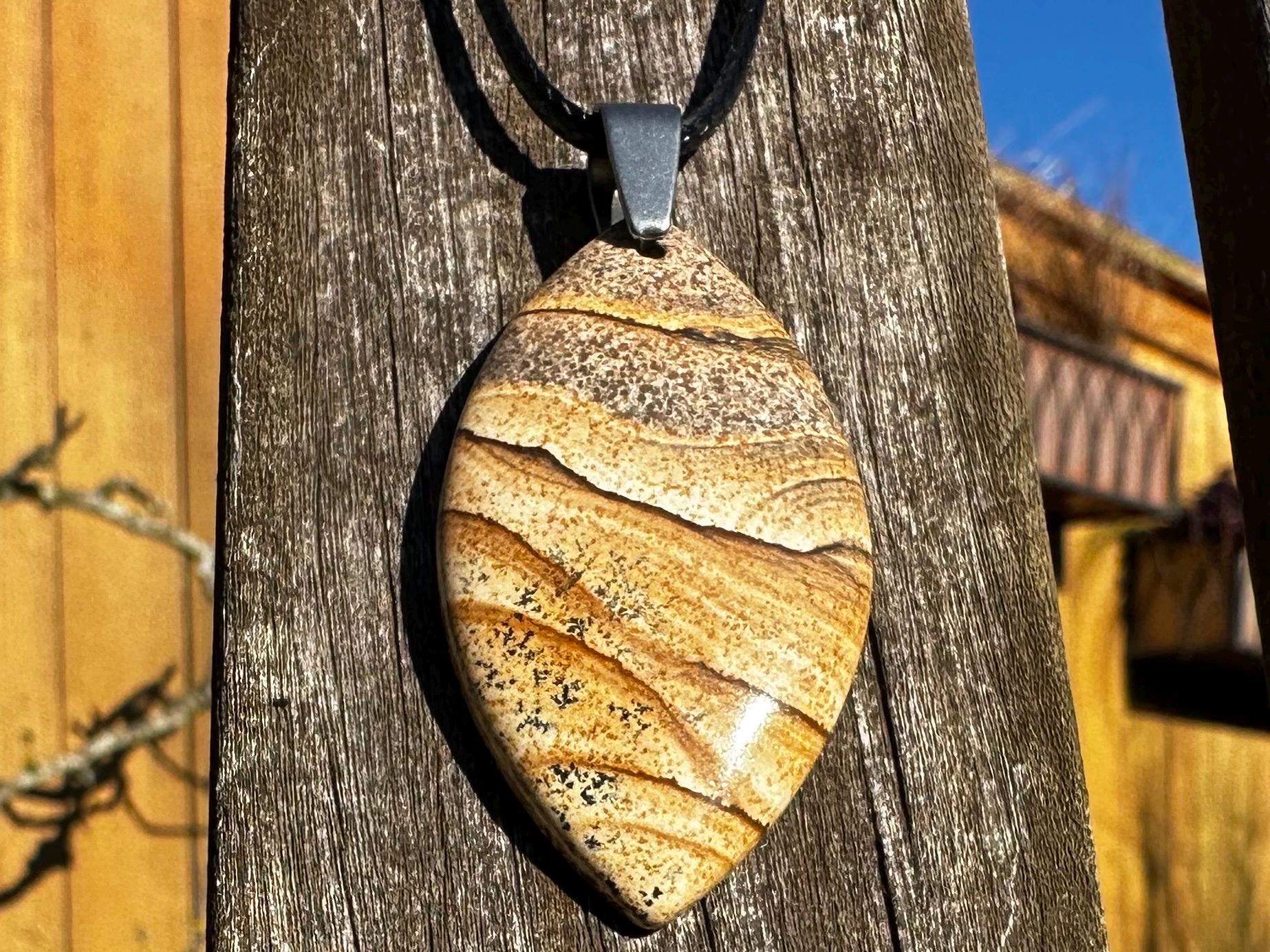 Picture Jasper With Stainless Steel, Healing Stone Necklace!