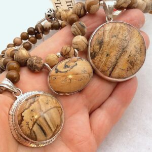Picture Jasper Necklace. Sterling Silver, 15,16 or 20in - free US ship