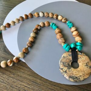 Picture Jasper Necklace Turquoise Necklace Set