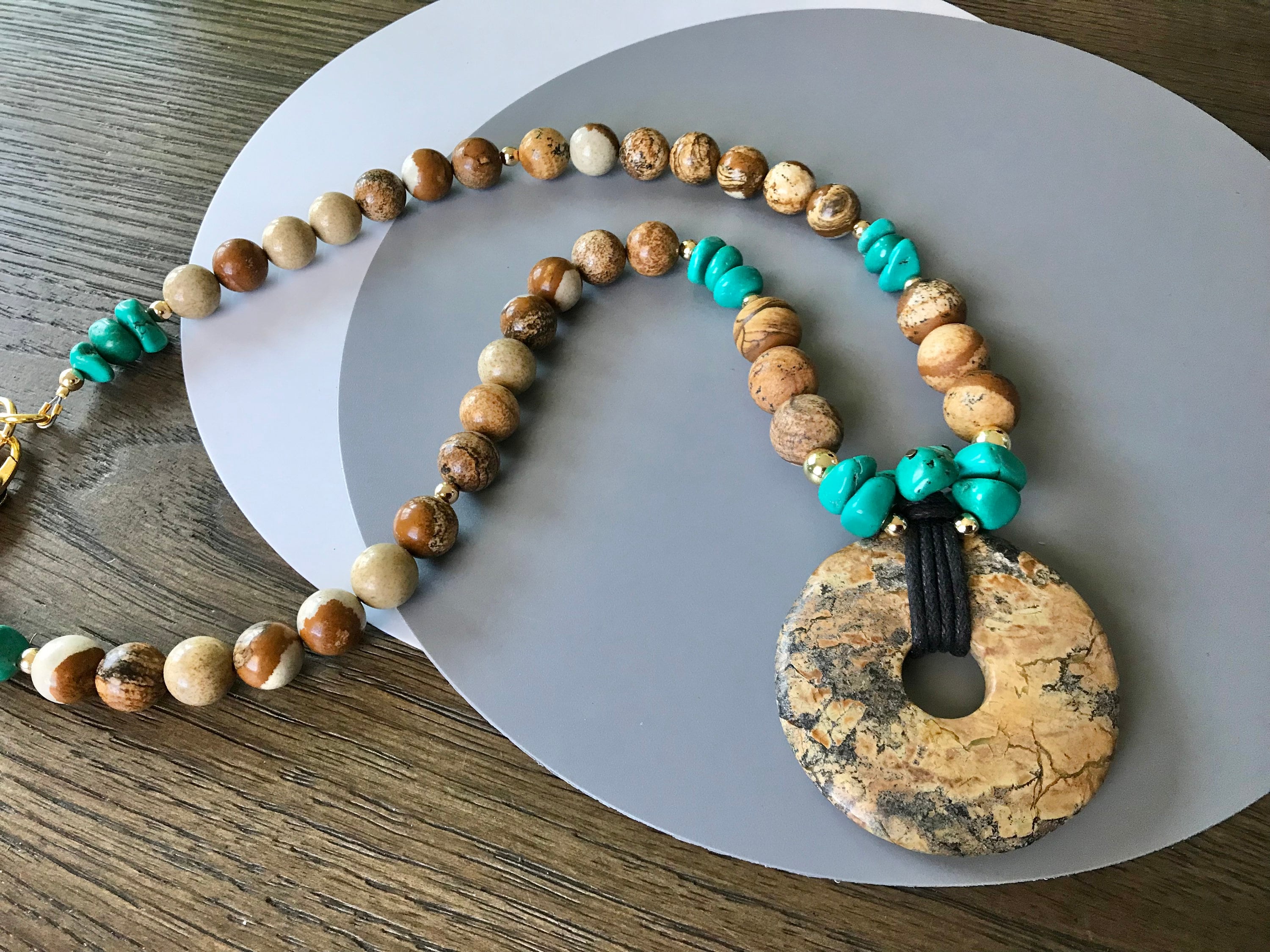 Picture Jasper Necklace Turquoise Necklace Set