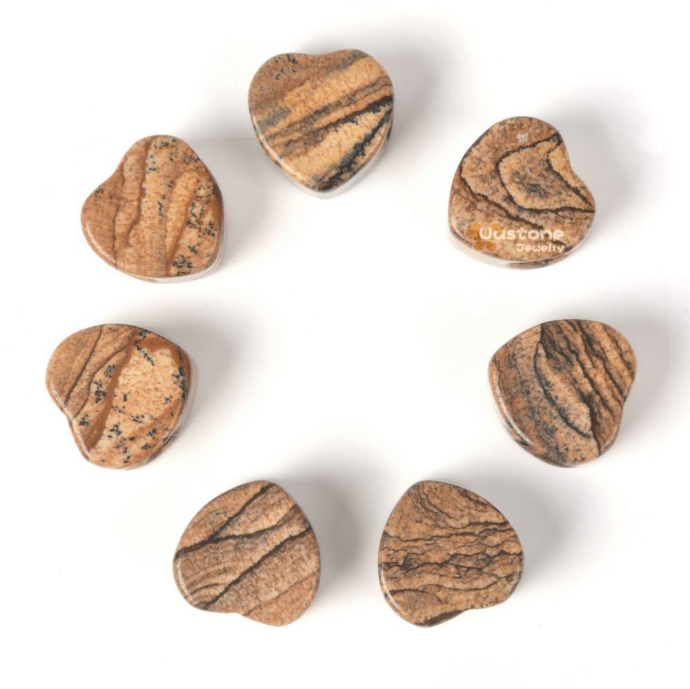 14mm Natural Picture Jasper Heart Shaped Large Hole Bead For Diy Jewelry Making Beads