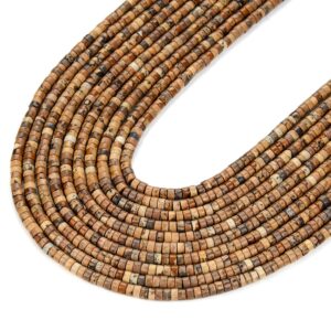 4x2mm Picture Jasper Gemstone Heishi Discs Loose Beads (p15) 4x2mm Picture Jasper Gemstone Heishi Discs Loose Beads (p15)