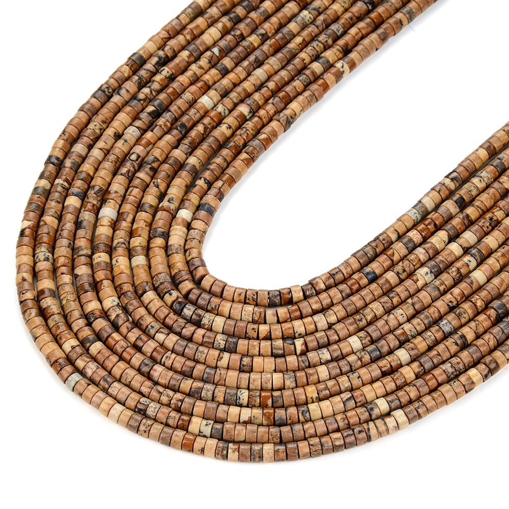 4x2mm Picture Jasper Gemstone Heishi Discs Loose Beads (p15)