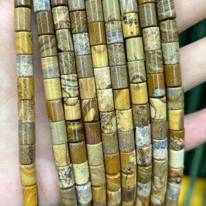 6x8mm Picture Jasper Tube Beads, Natural Gemstone Beads, Stone Beads 15'' 6x8mm Picture Jasper Tube Beads, Natural Gemstone Beads, Stone Beads 15''