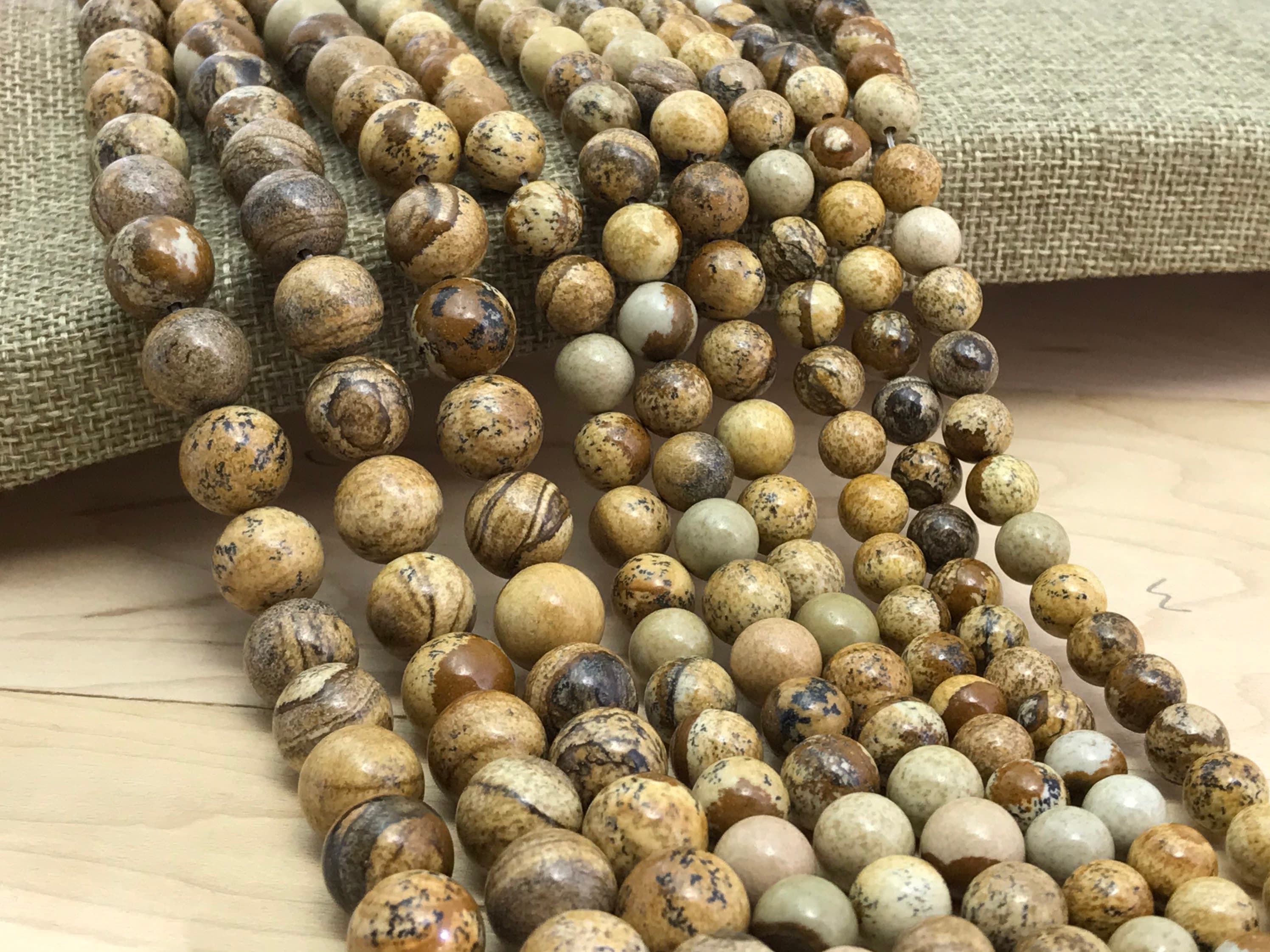 Picture Jasper, 8mm Beads, Jasper Beads, Brown Beads, Brown Jasper, 6mm Beads, Mala Beads, Brown Gemstone, Gemstone Beads, Nature Beads