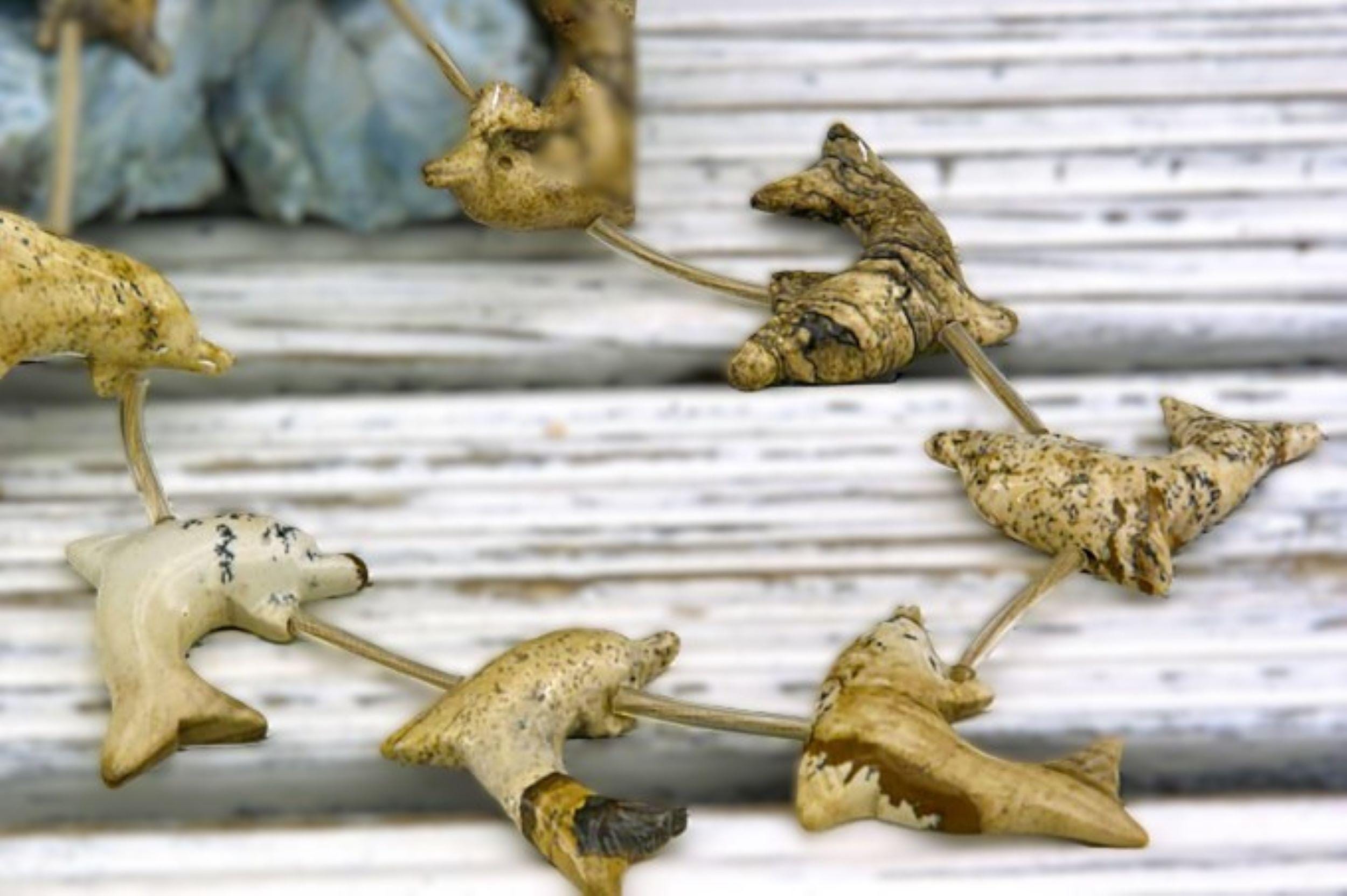 Picture Jasper Dolphin Beads, Flat Back, Handmade Jewelry (etb01240)