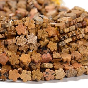 Picture Jasper Gemstone Carved Flower 6mm Loose Beads (d643)