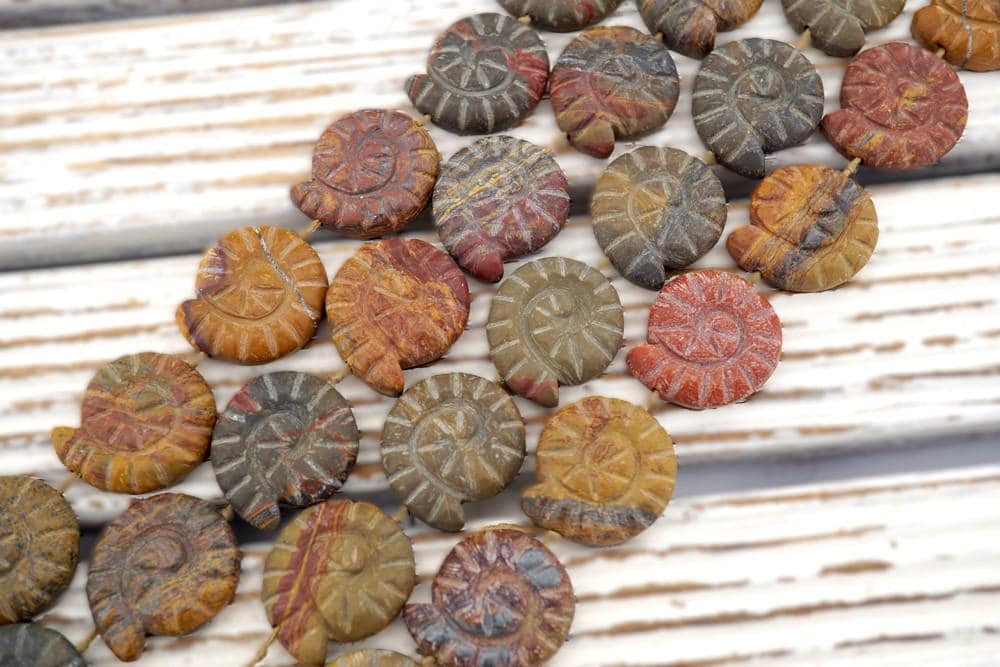 Handmade Matte Australian Picture Jasper 21-24mm Spiral/ Snail Beads (etb01262)