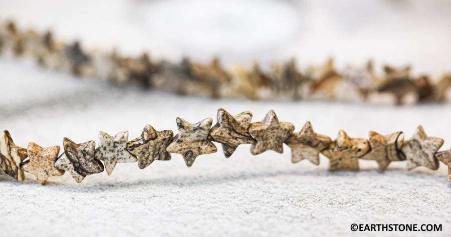 M/ Picture Jasper 10mm Star Beads 6" Strand Natural Gemstone Size Varies For Jewelry Making