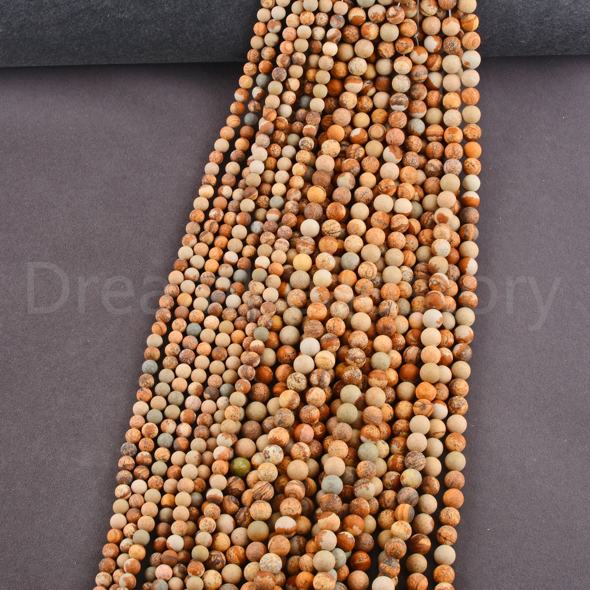 Matte Stone Beads For Diy Jewelry Making Natural Frosted Picture Jasper Semi Precious Stone Beads Strand Online Supplies