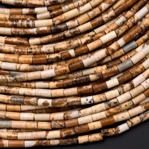 Natural Picture Jasper 4x2mm Small Thin Smooth Spacer Tube Beads 15.5" Strand Natural Picture Jasper 4x2mm Small Thin Smooth Spacer Tube Beads 15.5" Strand