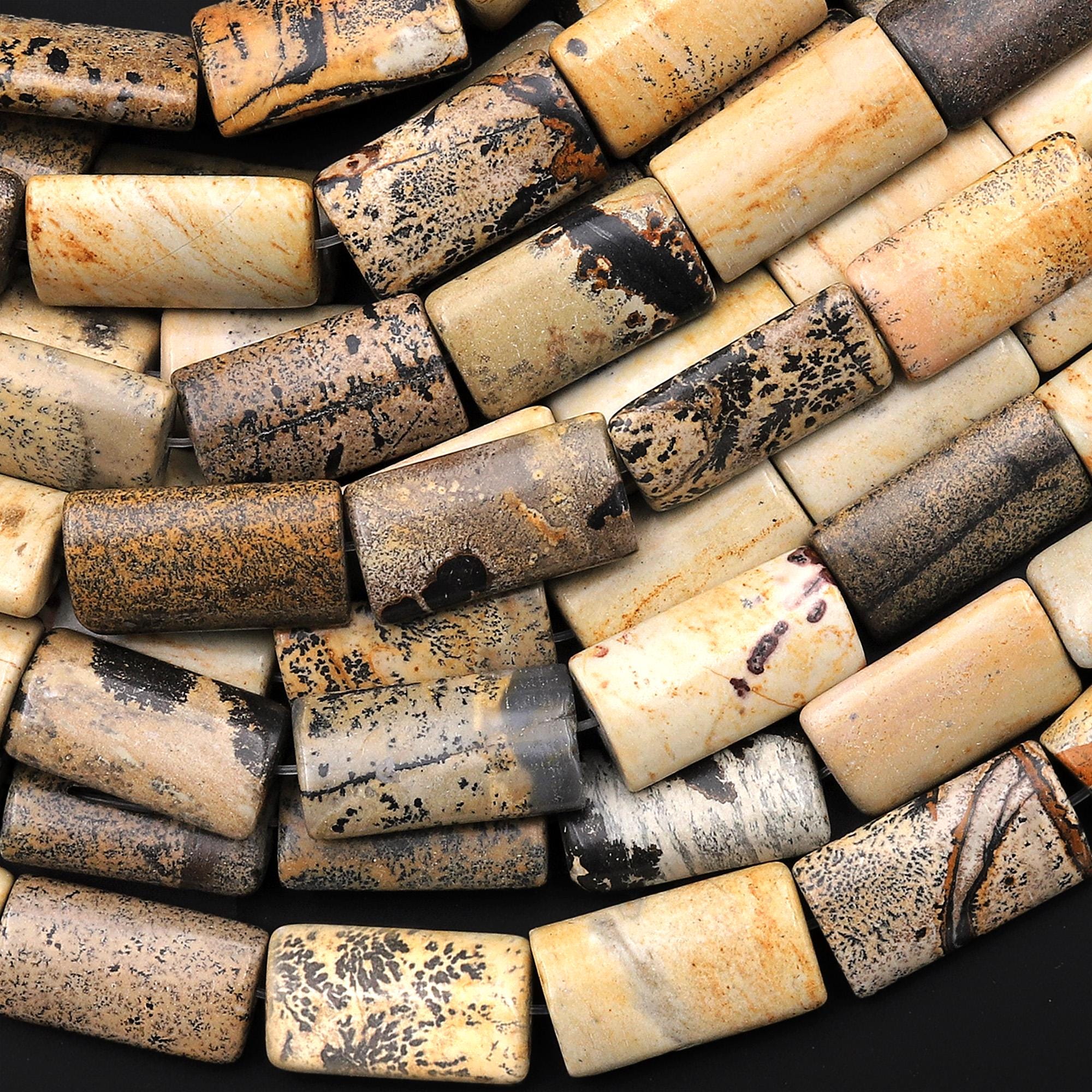 Natural Artistic Jasper Smooth Rectangle Beads Aka Wild Horse Picture Jasper 15.5" Strand Natural Artistic Jasper Smooth Rectangle Beads Aka Wild Horse Picture Jasper 15.5" Strand