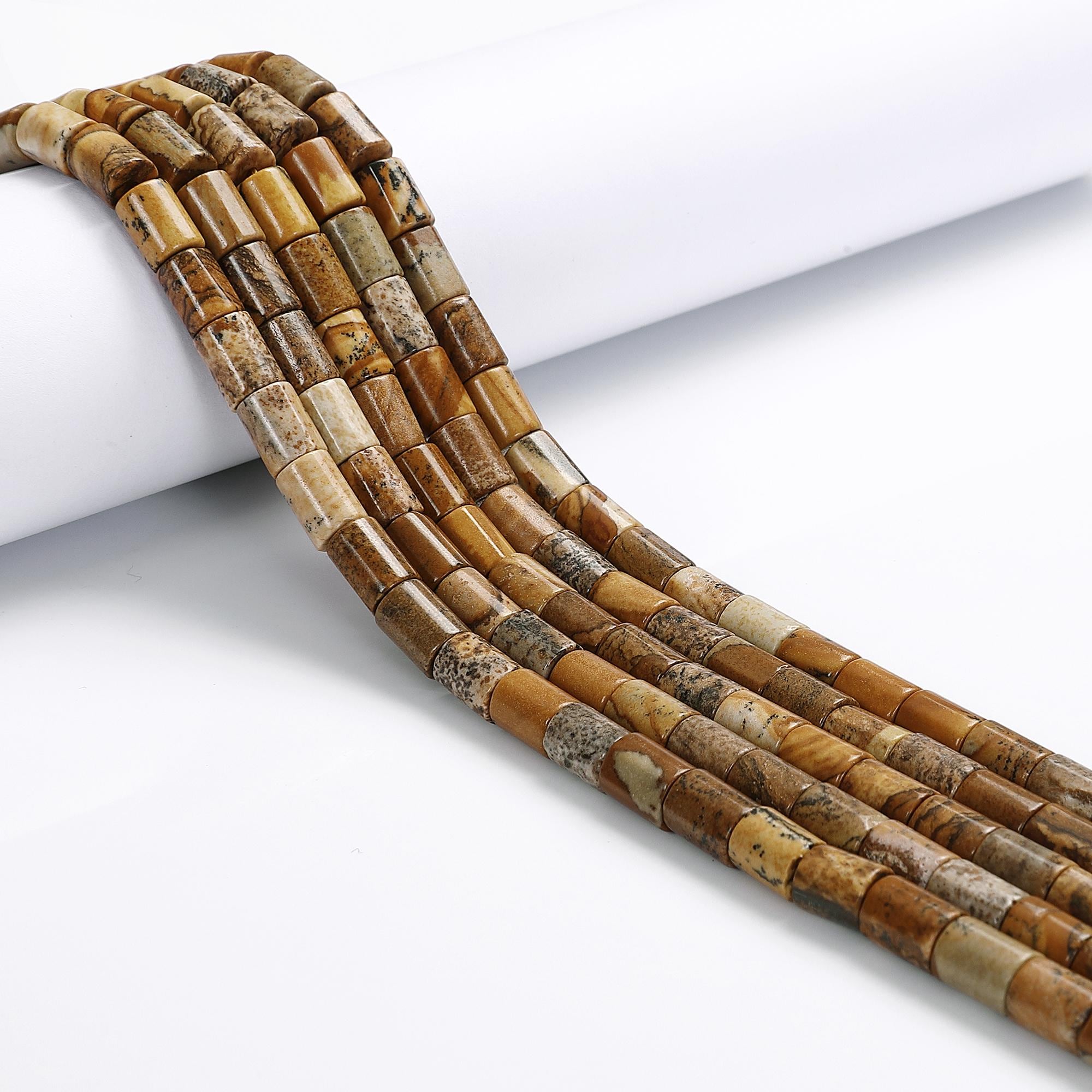 Natural Picture Jasper Smooth Cylinder Tube Beads Size 6x8mm 15.5'' Strand Natural Picture Jasper Smooth Cylinder Tube Beads Size 6x8mm 15.5'' Strand