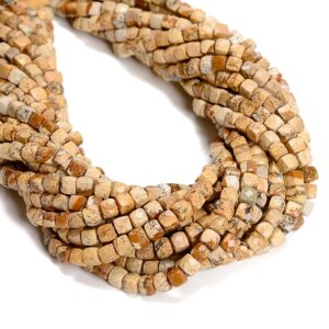 Natural Picture Jasper Faceted Cube Beads Size 5mm 15.5'' Strand Natural Picture Jasper Faceted Cube Beads Size 5mm 15.5'' Strand