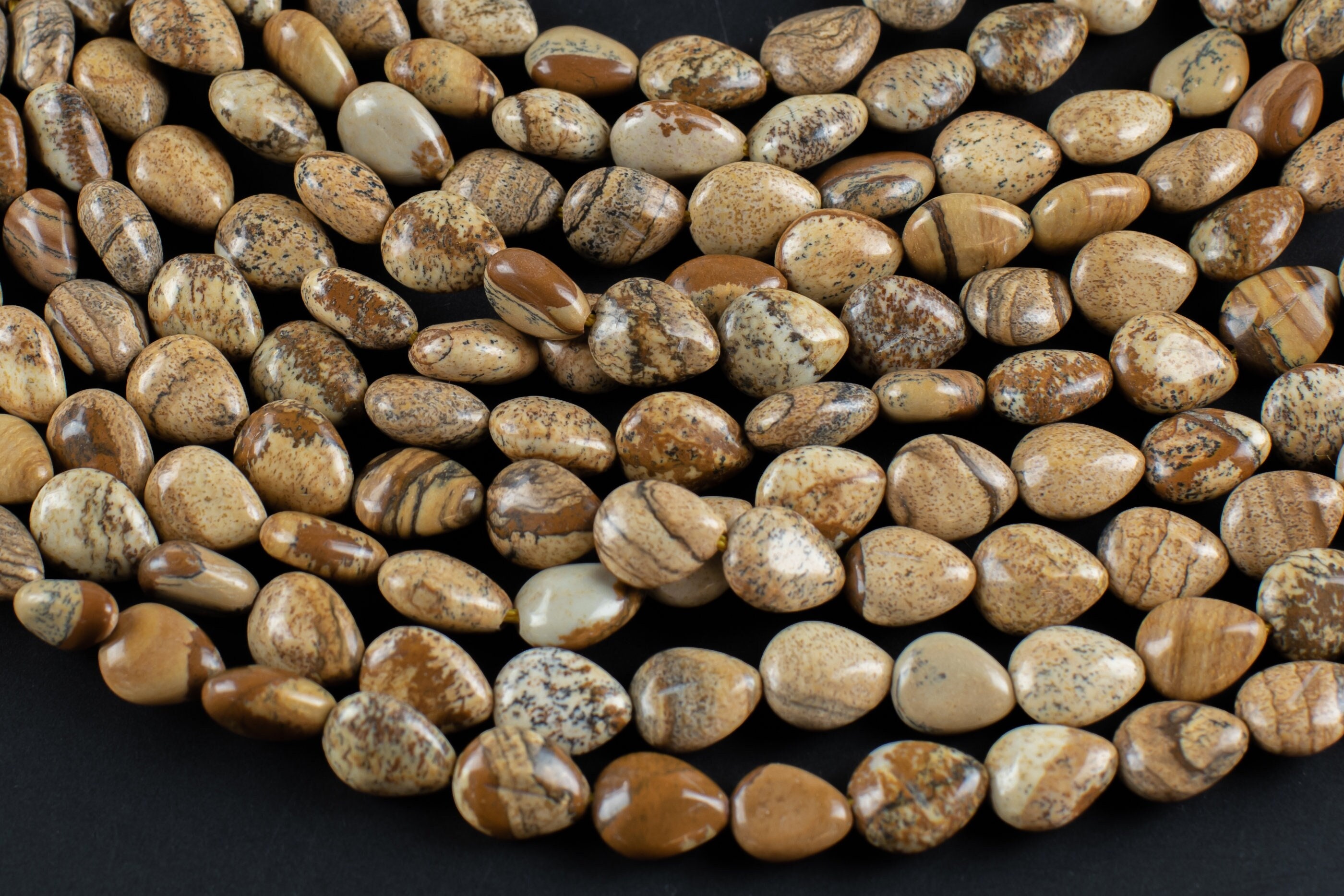 Natural Picture Jasper -heart Shape-8x10mm-special Shape- Full Strand Gemstone Beads