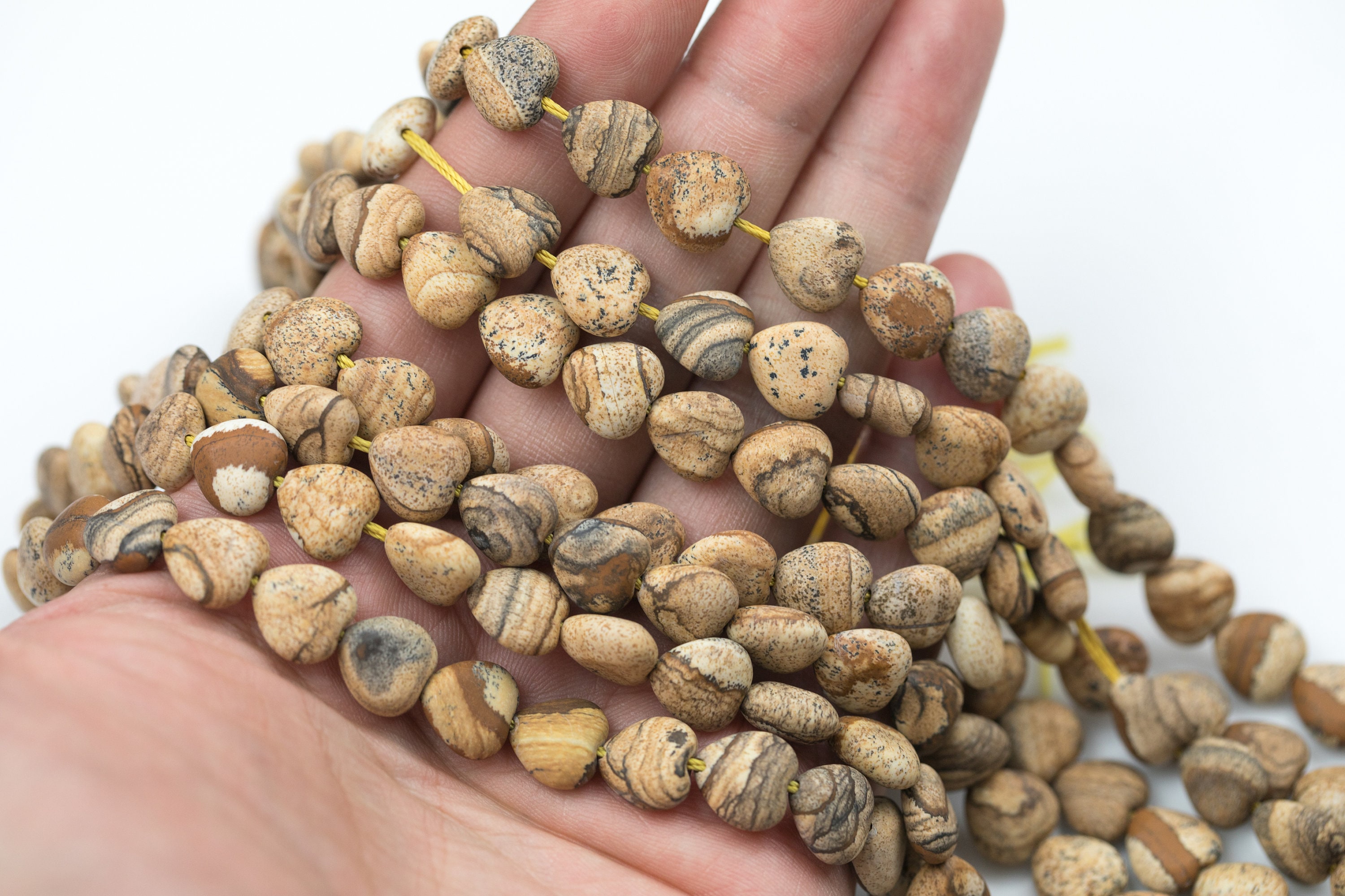 Natural Picture Jasper Beads Matte Beads - Heart Shaped 10mm - 1 Strand ~15.5" - Special Exclusive Item Gemstone Beads