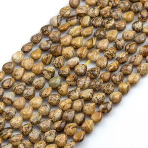 Natural Picture Jasper- Teardrop-8x10mm-special Shape- Full Strand Gemstone Beads Natural Picture Jasper- Teardrop-8x10mm-special Shape- Full Strand Gemstone Beads