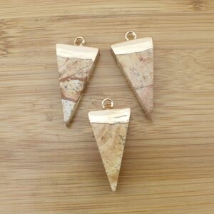 17x40mm Natural Picture Stone Pendant, Triangle Gemstone Pendant, Picture Jasper Pendant, Necklace Pendant, Making Pendant, Wholesale--tr163