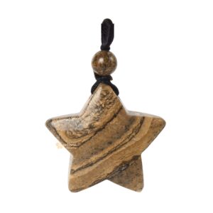 30mm Carved Picture Jasper Gemstone Crystal Healing Star Stone Pendant