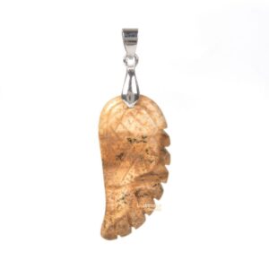 36mm Carved picture jasper angel wing pendant focal bead (Bail added)