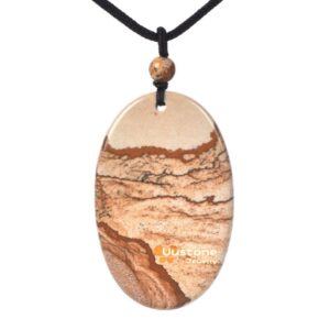 54mm Picture Jasper Gemstone Healing Crystal Chakra Bead Oval Charm Pendant  (pendant only)