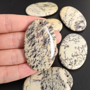 Aa Grade Gray Black Oval Picture Jasper Pendant Natural One Of A Kind Gemstone