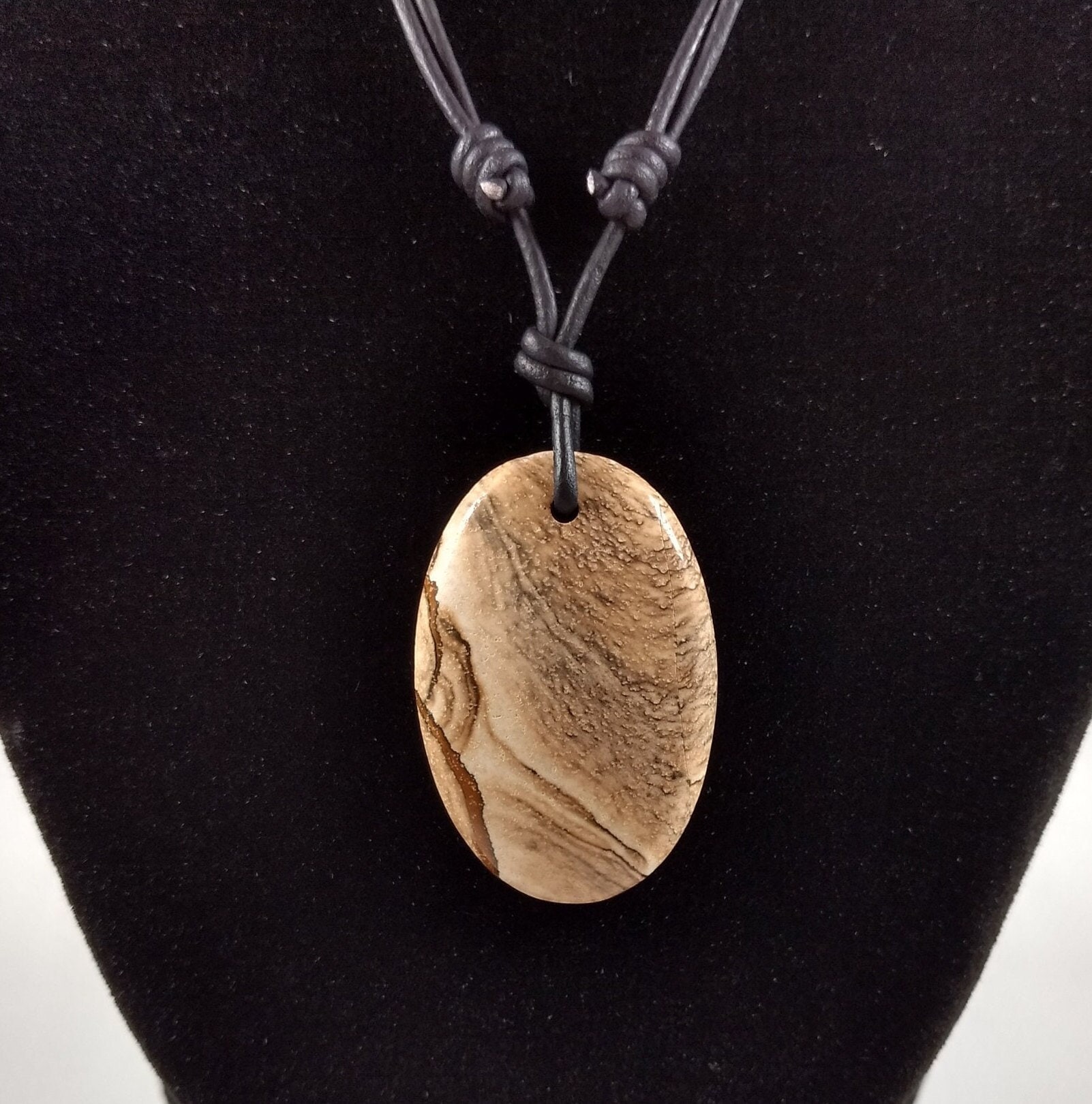 Picture Jasper Pendant Adjustable Leather Necklace Handmade By Chris Hay Picture Jasper Pendant Adjustable Leather Necklace Handmade By Chris Hay