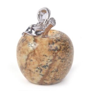 Carved Natural Picture Jasper Gemstone Cute Exquisite Apple Pendant Fashion Gift Jewelry Making
