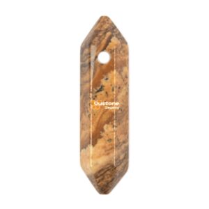 Picture Jasper crystal healing hexagonal point pendant focal bead