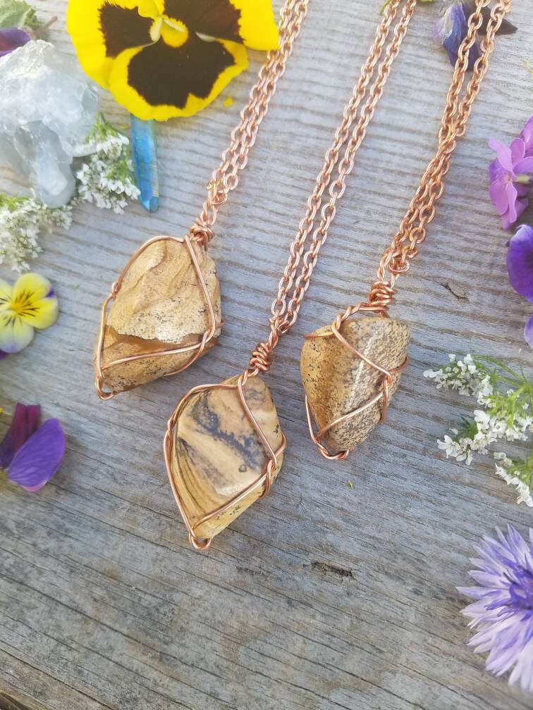 Picture Jasper Crystal Pendant, Picture Jasper Pendant, Jasper Necklace, Brown Desert Jasper Stone, Jasper Jewelery, Natural Crystal Pendant