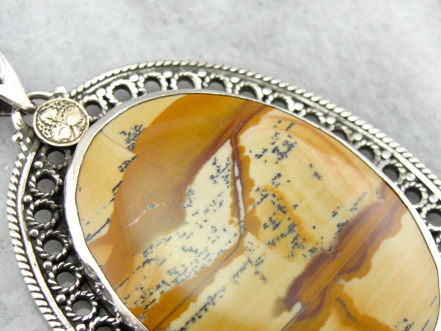 Desert Scene, Picture Jasper Pendant With Victorian Accents  Hd3vyw-d