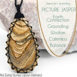 Eco Friendly Large Picture Jasper Necklace, Natural Crystals Jewelry, Women's / Men's Pendant Necklace, Protection Necklace, New Age Gifts