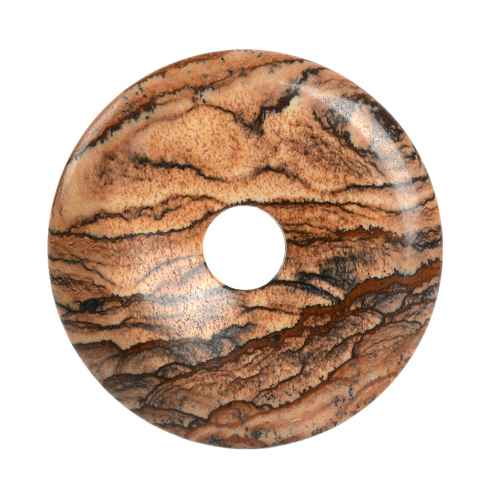 G2972.7  50mm Picture Jasper Donut Focal Pendant Bead