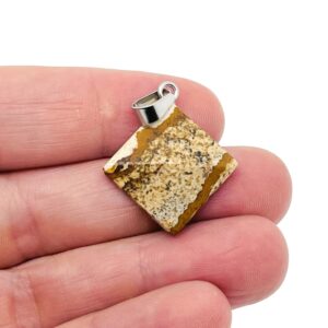 Picture Jasper Gemstone Pyramid Pendant - Natural Gemstone Jewelry - Healing Crystal Reiki - For Women Lucky Pendant - NC1377