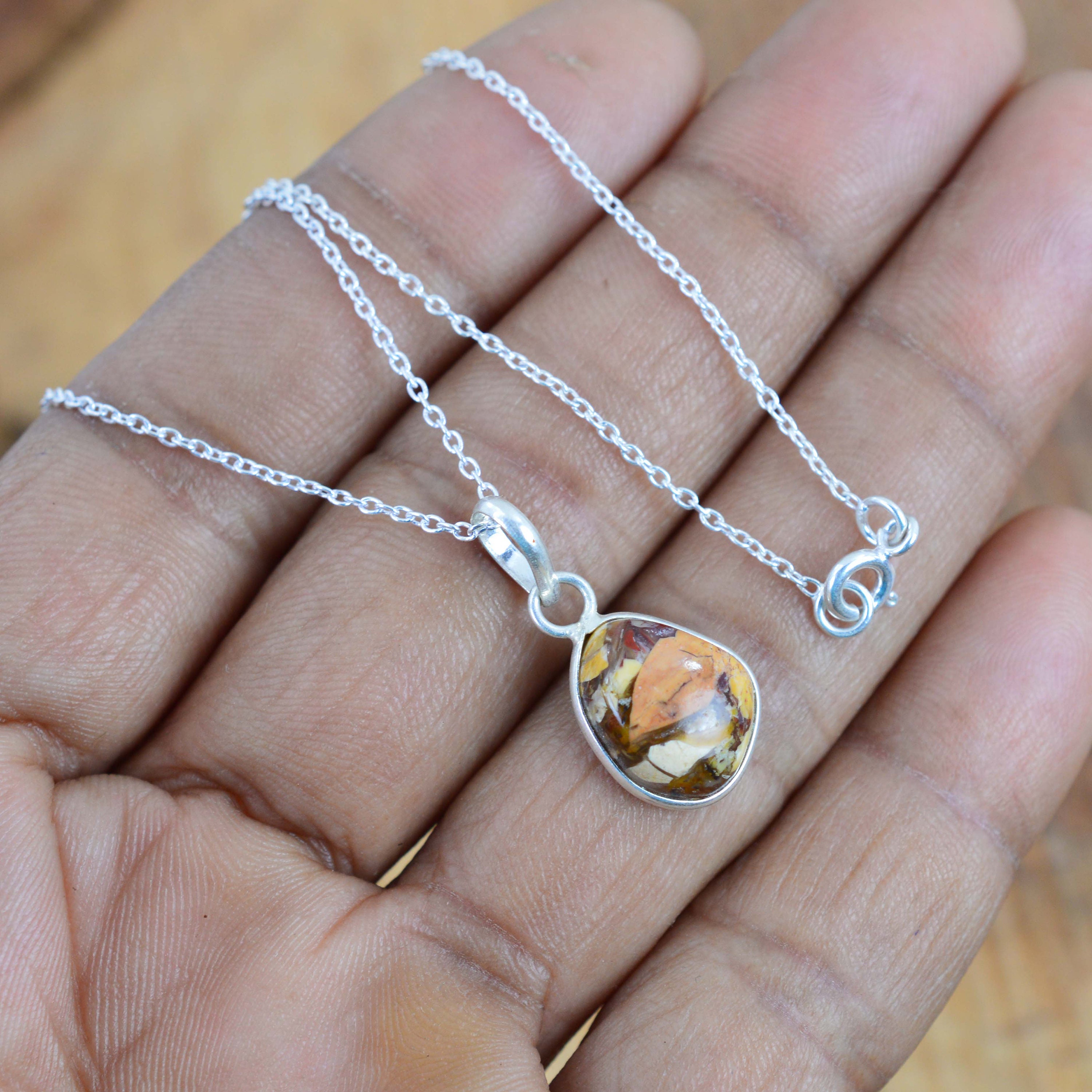 Handmade Picture Jasper Pendant: 925 Sterling Silver Gemstone Jewelry Handmade Picture Jasper Pendant: 925 Sterling Silver Gemstone Jewelry
