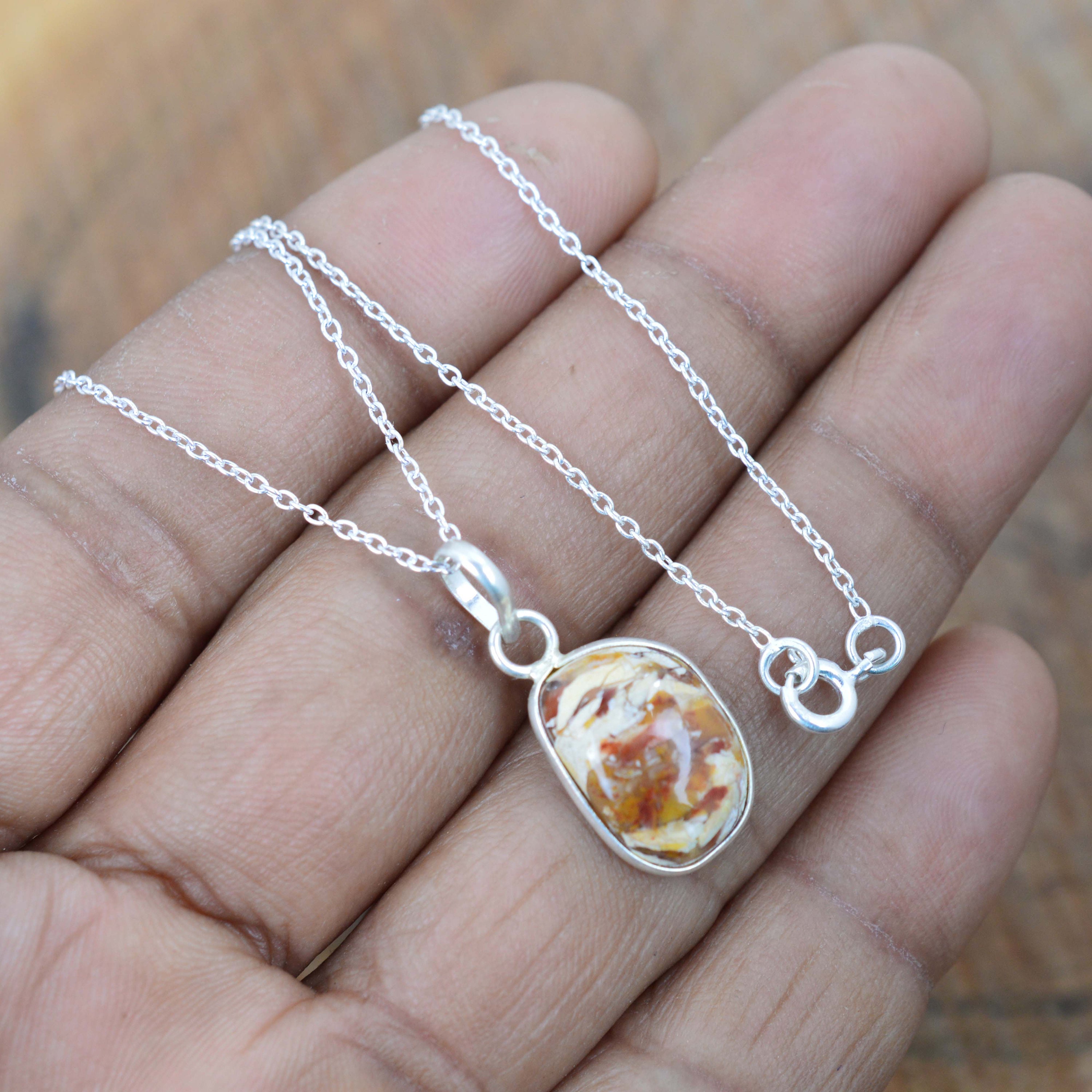 Picture Jasper Pendant: Handmade 925 Sterling Silver Gemstone Jewelry
