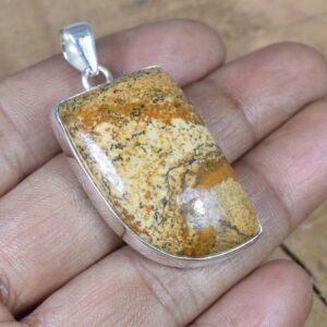 Handmade Picture Jasper Pendant: 925 Sterling Silver Gemstone
