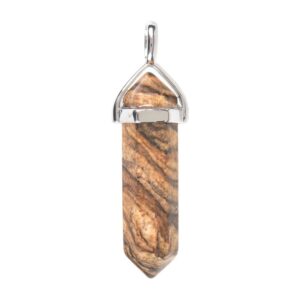 Picture jasper healing chakra hexagonal point pendant focal bead