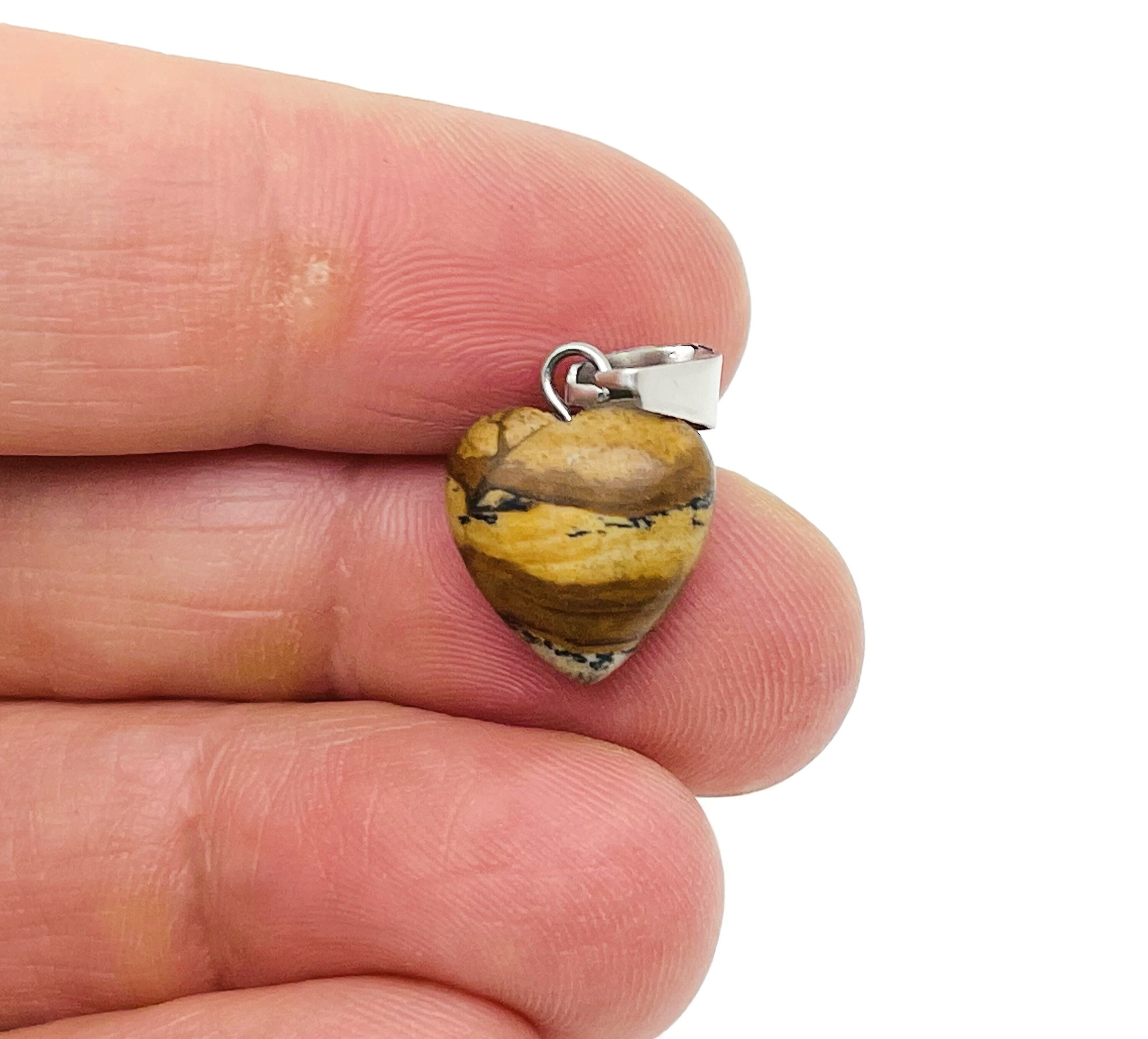 Picture Jasper Heart Pendant - Crystals Pendant Healing - Mini Crystal Pendant - Gifts - Hnc1022