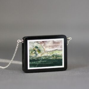 Picture Jasper Pendant - Jasper Necklace - Black Gemstone Necklace - Black and Silver Necklace - Statement Jewelry