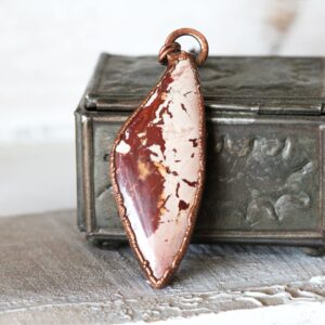 Pink Jasper Necklace - Picture Jasper Pendant - Electroformed Jewelry