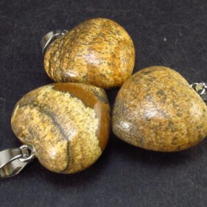Set Of 3 Natural Picture Jasper Heart Pendant From Brazil