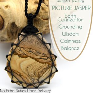 Unique Picture Jasper Pendant, Mountain Necklace for Women and Men, Natural Jewelry, Rustic Earthy Necklace, Nature Lover Gift for Friend